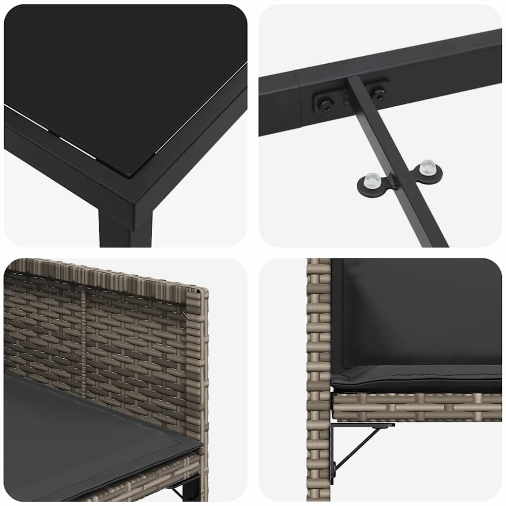 Tuin eettafelset 9 pcs Grijs poly rattan – afbeelding 9