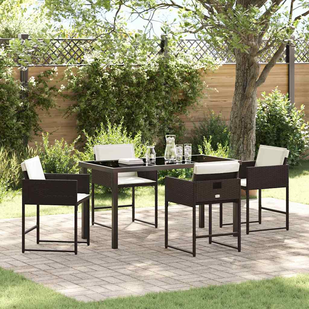 Tuin eettafelset 5 pcs Bruin poly rattan – afbeelding 1