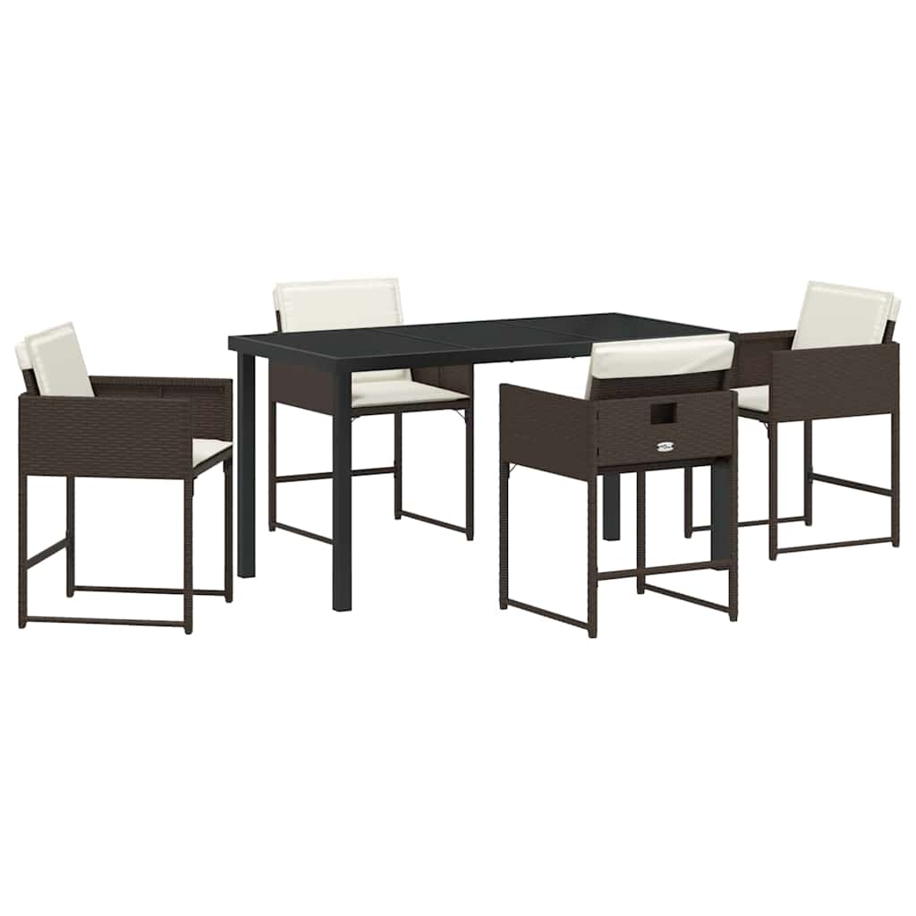 Tuin eettafelset 5 pcs Bruin poly rattan – afbeelding 2