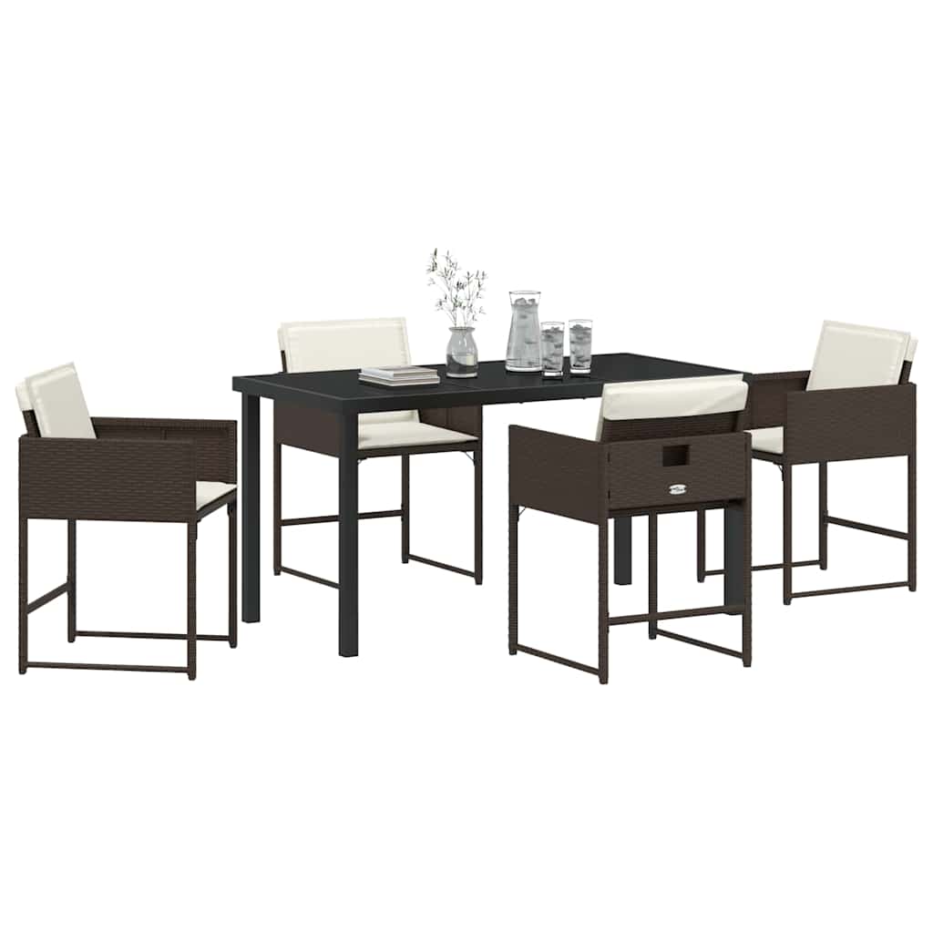 Tuin eettafelset 5 pcs Bruin poly rattan – afbeelding 3