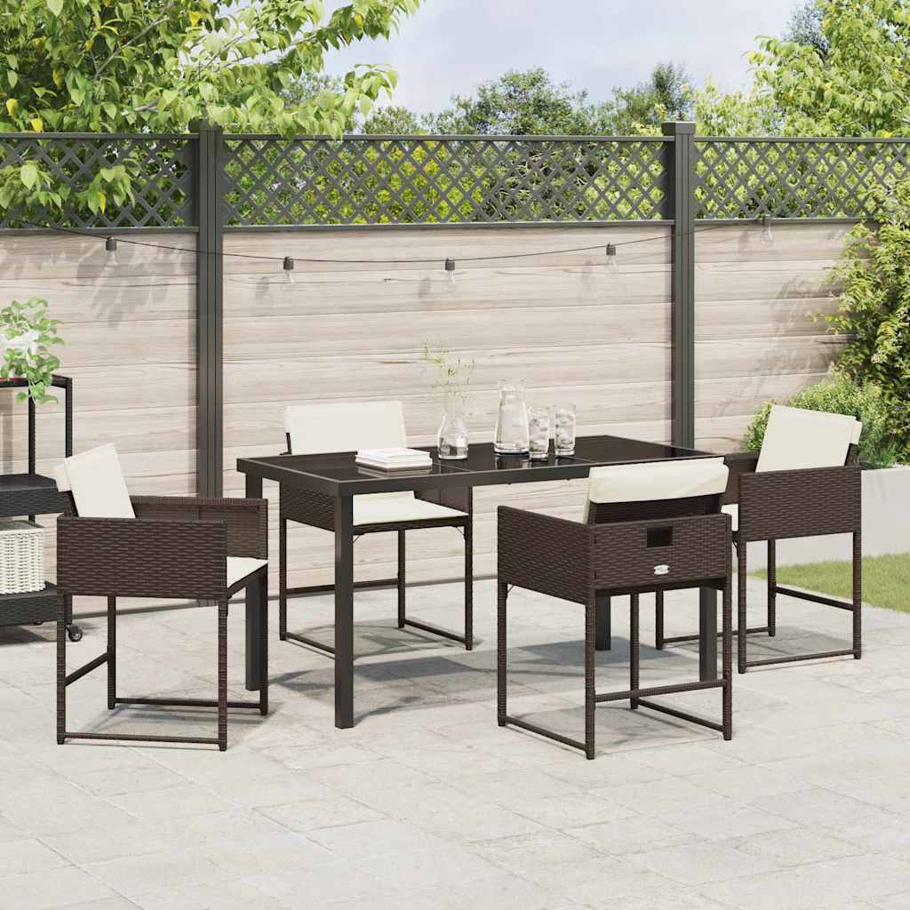 Tuin eettafelset 5 pcs Bruin poly rattan – afbeelding 4