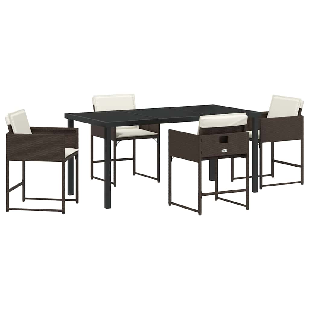 Tuin eettafelset 5 pcs Bruin poly rattan – afbeelding 2