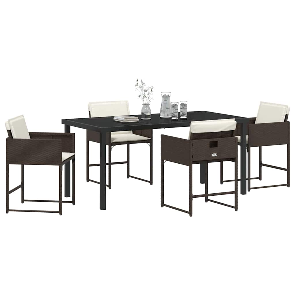 Tuin eettafelset 5 pcs Bruin poly rattan – afbeelding 3