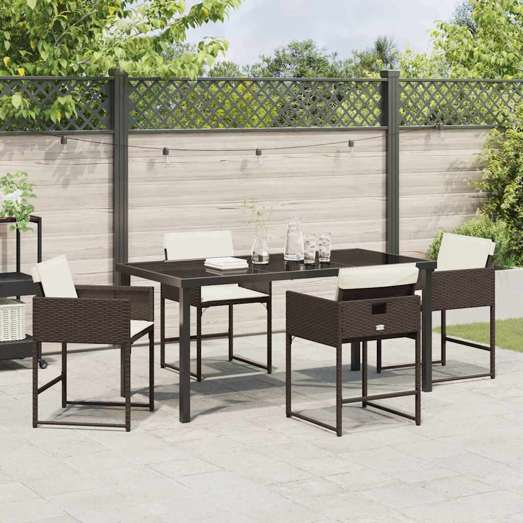 Tuin eettafelset 5 pcs Bruin poly rattan – afbeelding 4