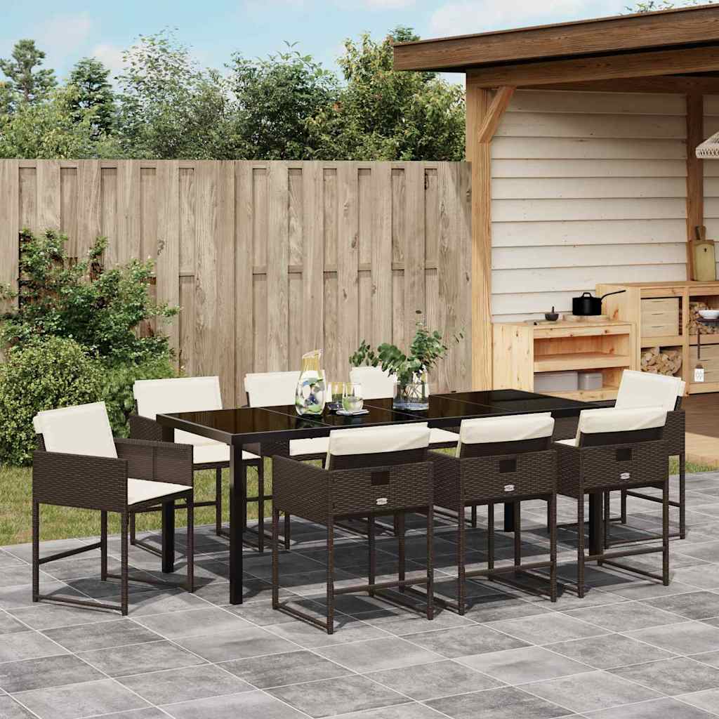 Tuin eettafelset 9 pcs Bruin poly rattan – afbeelding 4