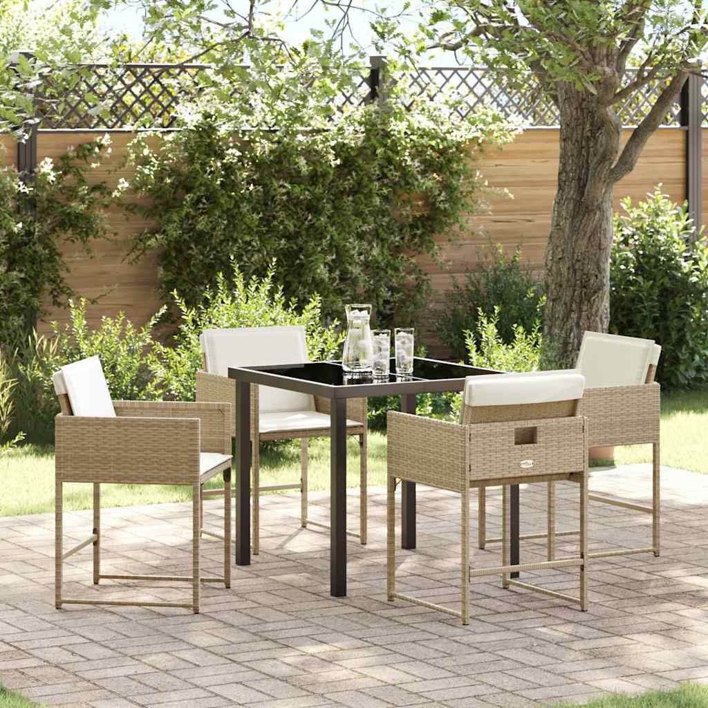 Tuin eettafelset 5 pcs Beige poly rattan – afbeelding 1