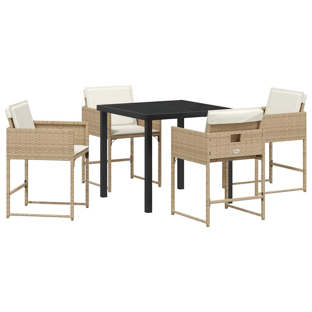 Tuin eettafelset 5 pcs Beige poly rattan – afbeelding 2