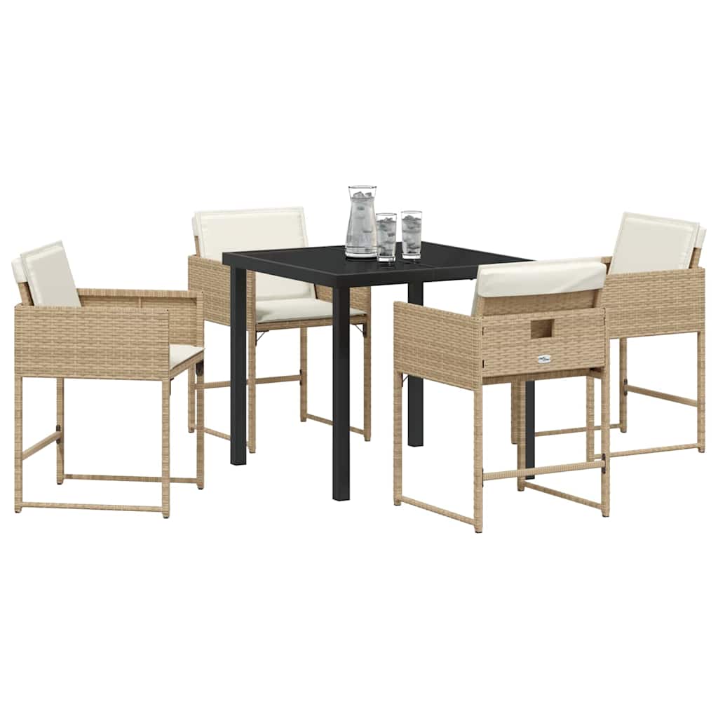 Tuin eettafelset 5 pcs Beige poly rattan – afbeelding 3
