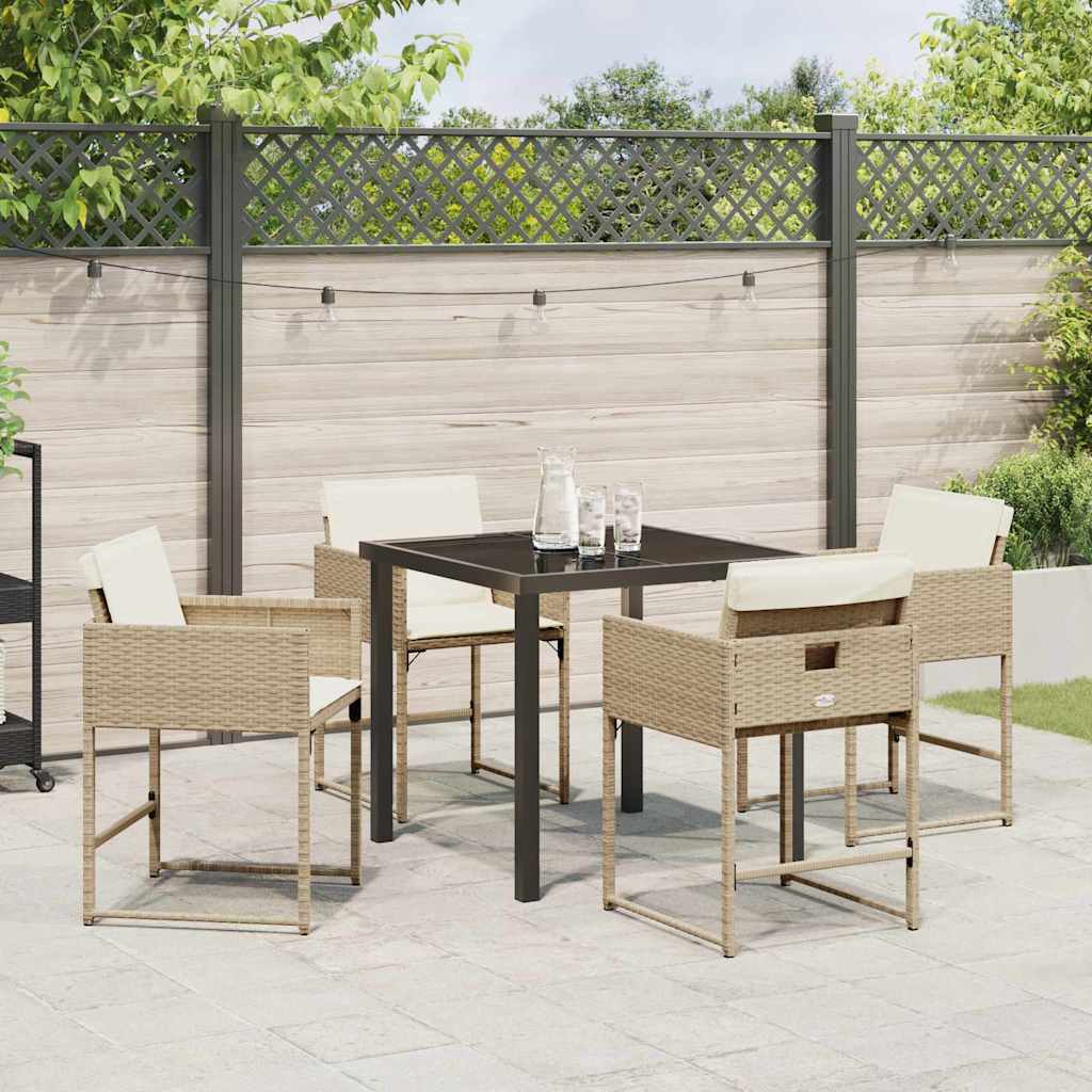 Tuin eettafelset 5 pcs Beige poly rattan – afbeelding 4