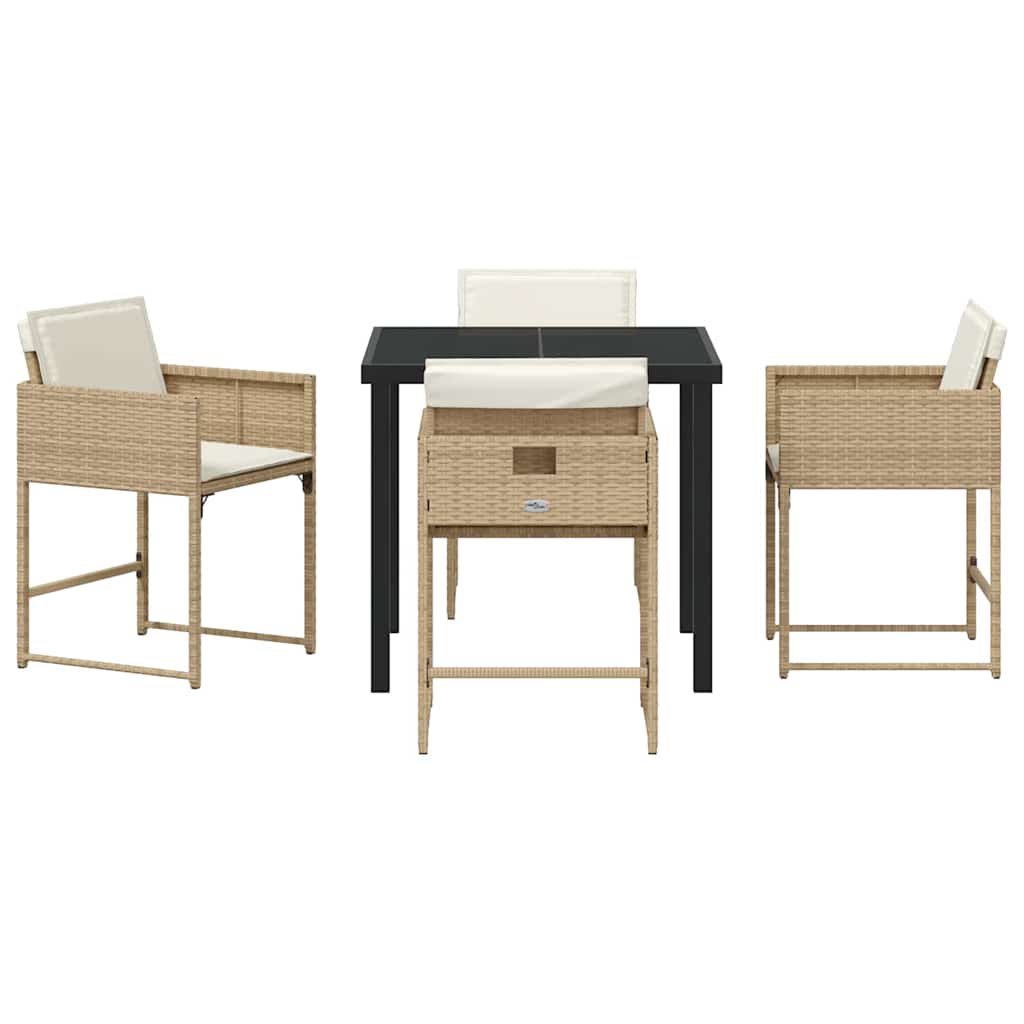 Tuin eettafelset 5 pcs Beige poly rattan – afbeelding 7