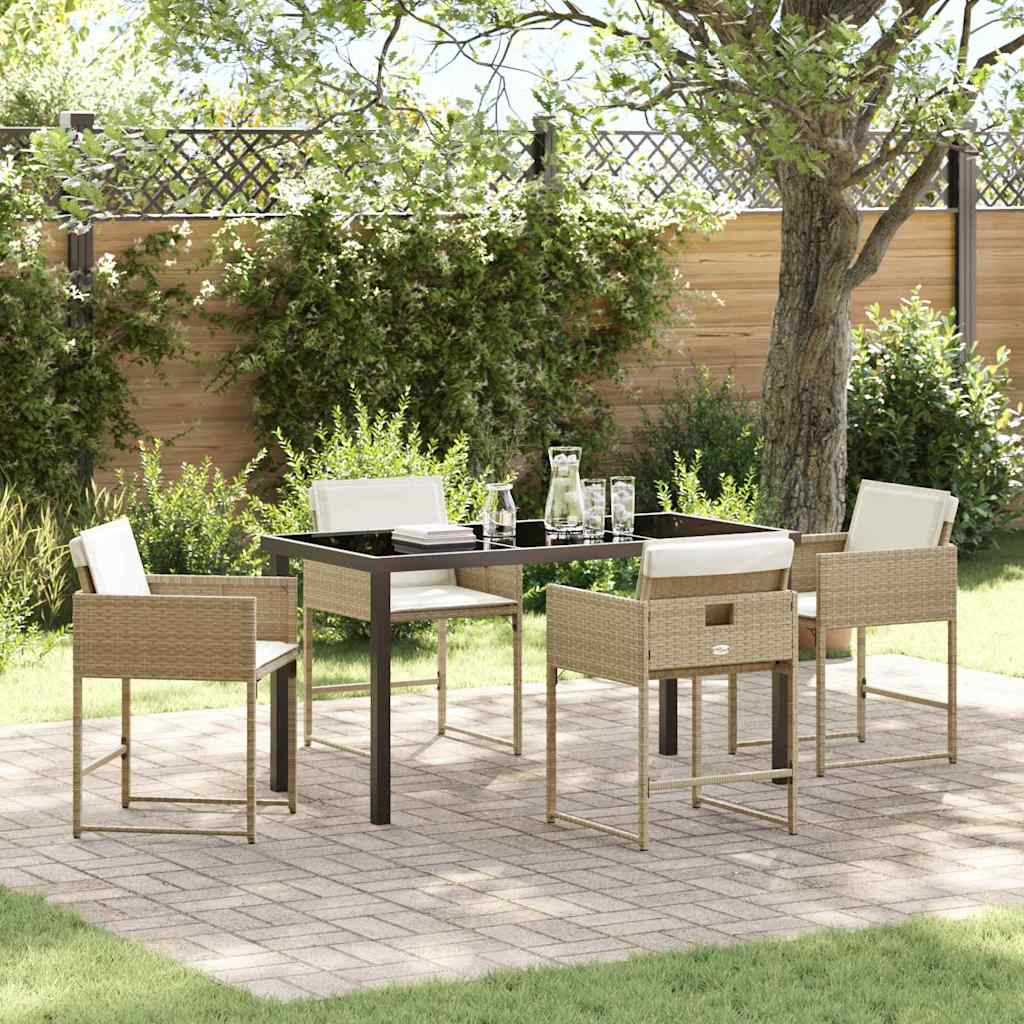 Tuin eettafelset 5 pcs Beige poly rattan – afbeelding 1