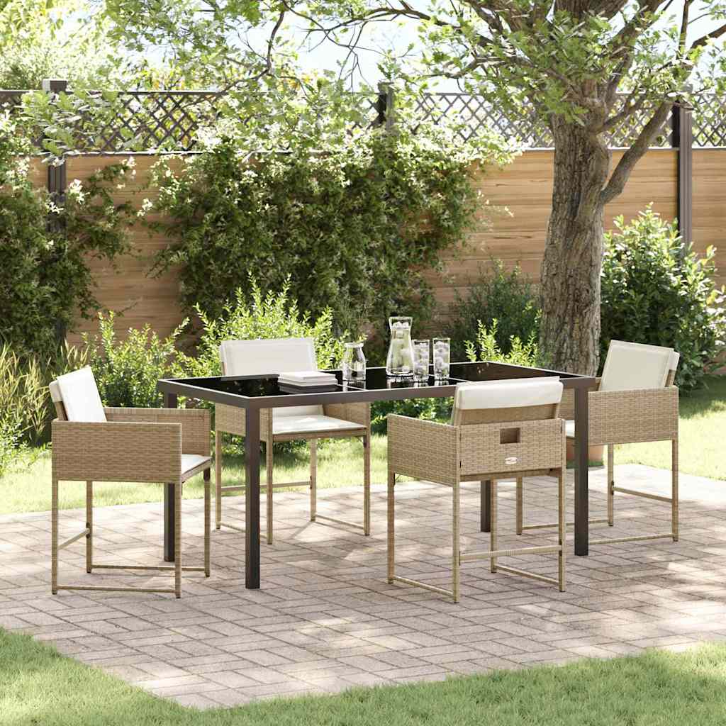 Tuin eettafelset 5 pcs Beige poly rattan – afbeelding 1