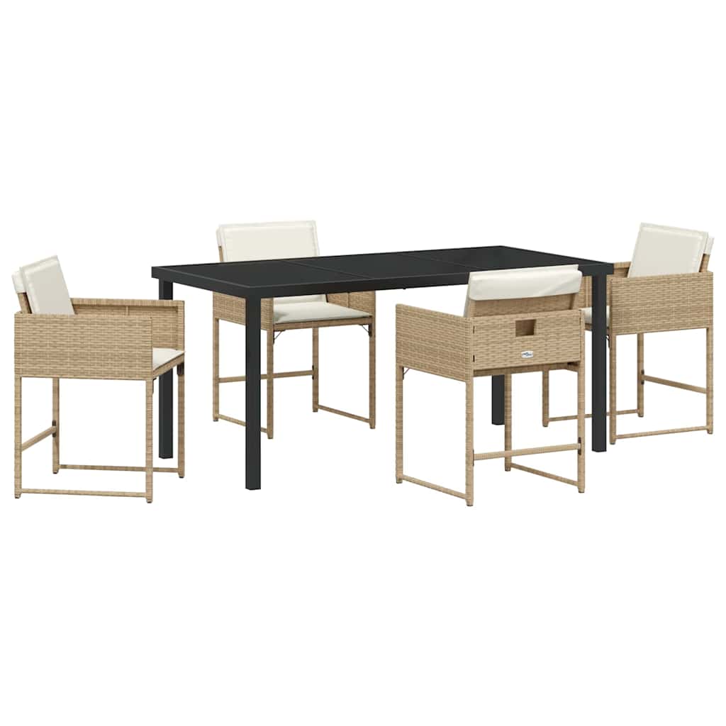 Tuin eettafelset 5 pcs Beige poly rattan – afbeelding 2