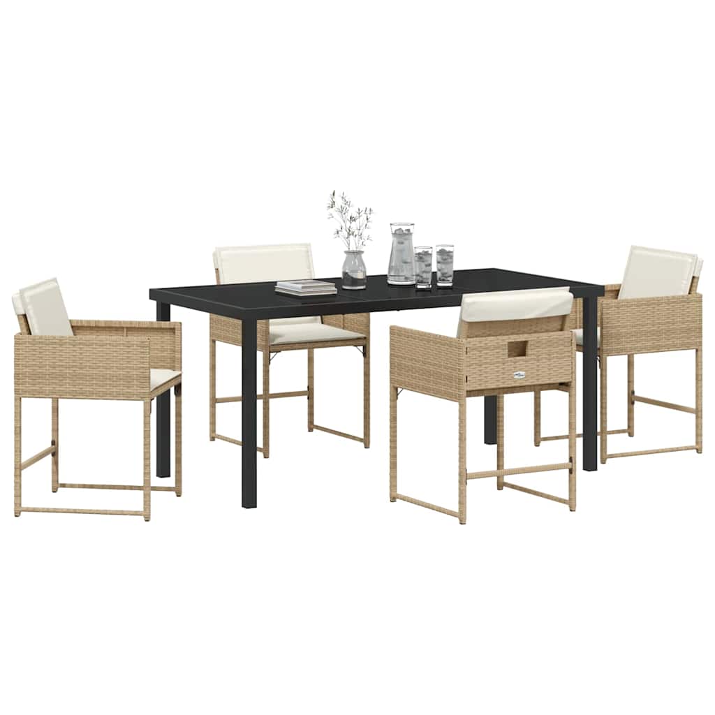 Tuin eettafelset 5 pcs Beige poly rattan – afbeelding 3