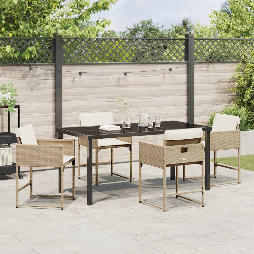 Tuin eettafelset 5 pcs Beige poly rattan – afbeelding 4