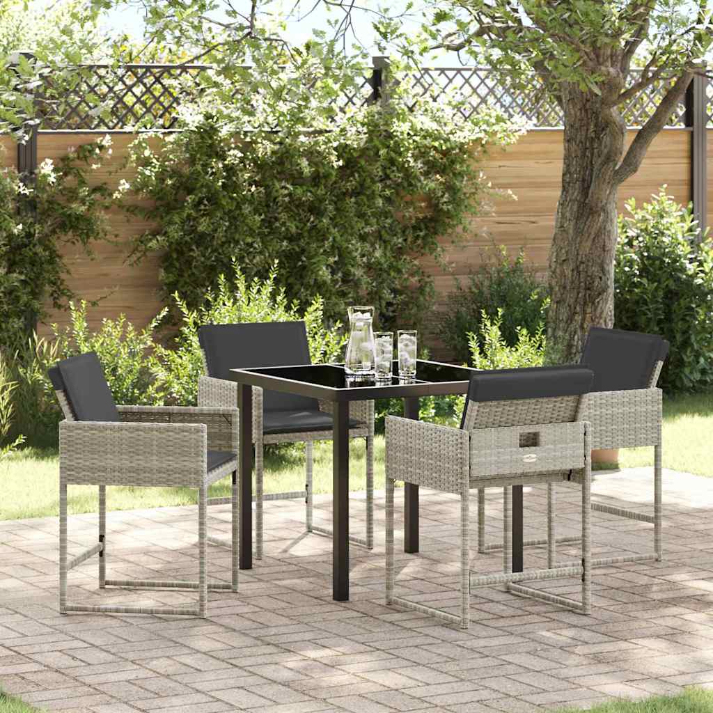 Tuin eettafelset 5 pcs Lichtgrijs poly rattan – afbeelding 1