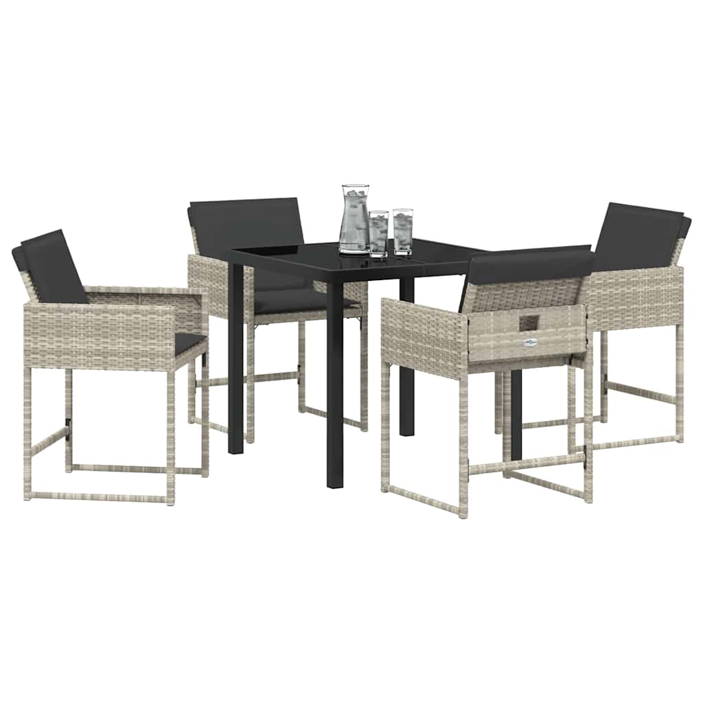 Tuin eettafelset 5 pcs Lichtgrijs poly rattan – afbeelding 3
