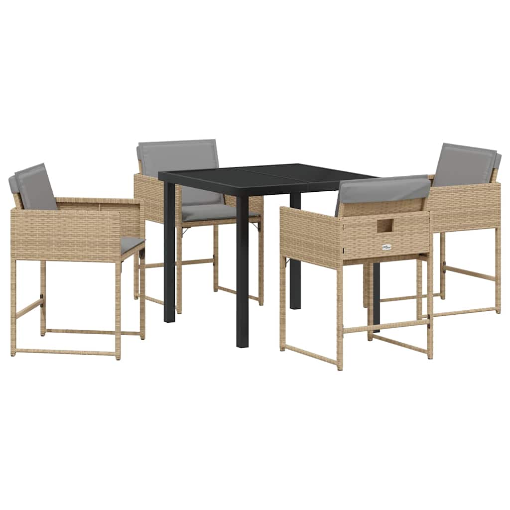 Tuin eettafelset 5 pcs Beige poly rattan – afbeelding 2