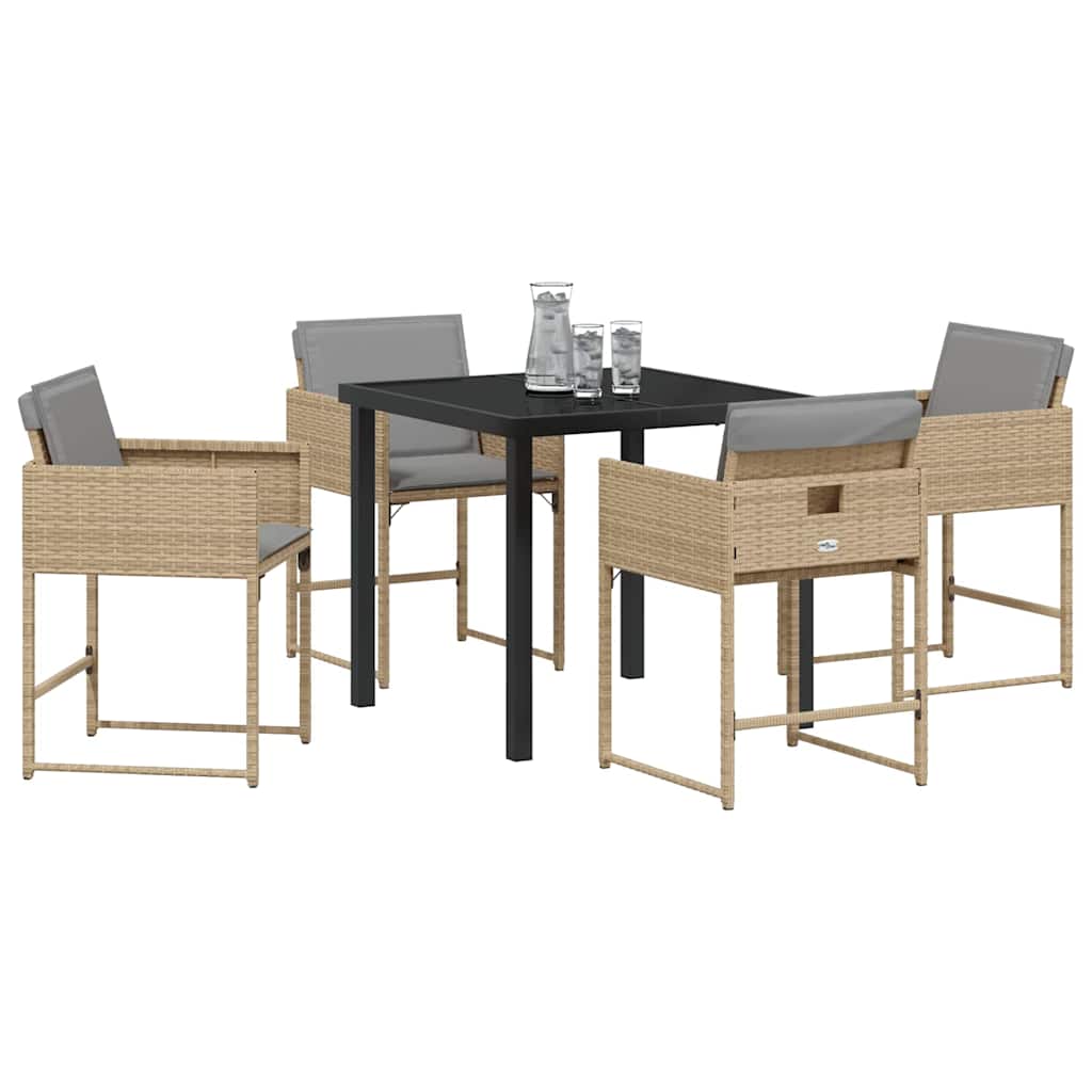 Tuin eettafelset 5 pcs Beige poly rattan – afbeelding 3