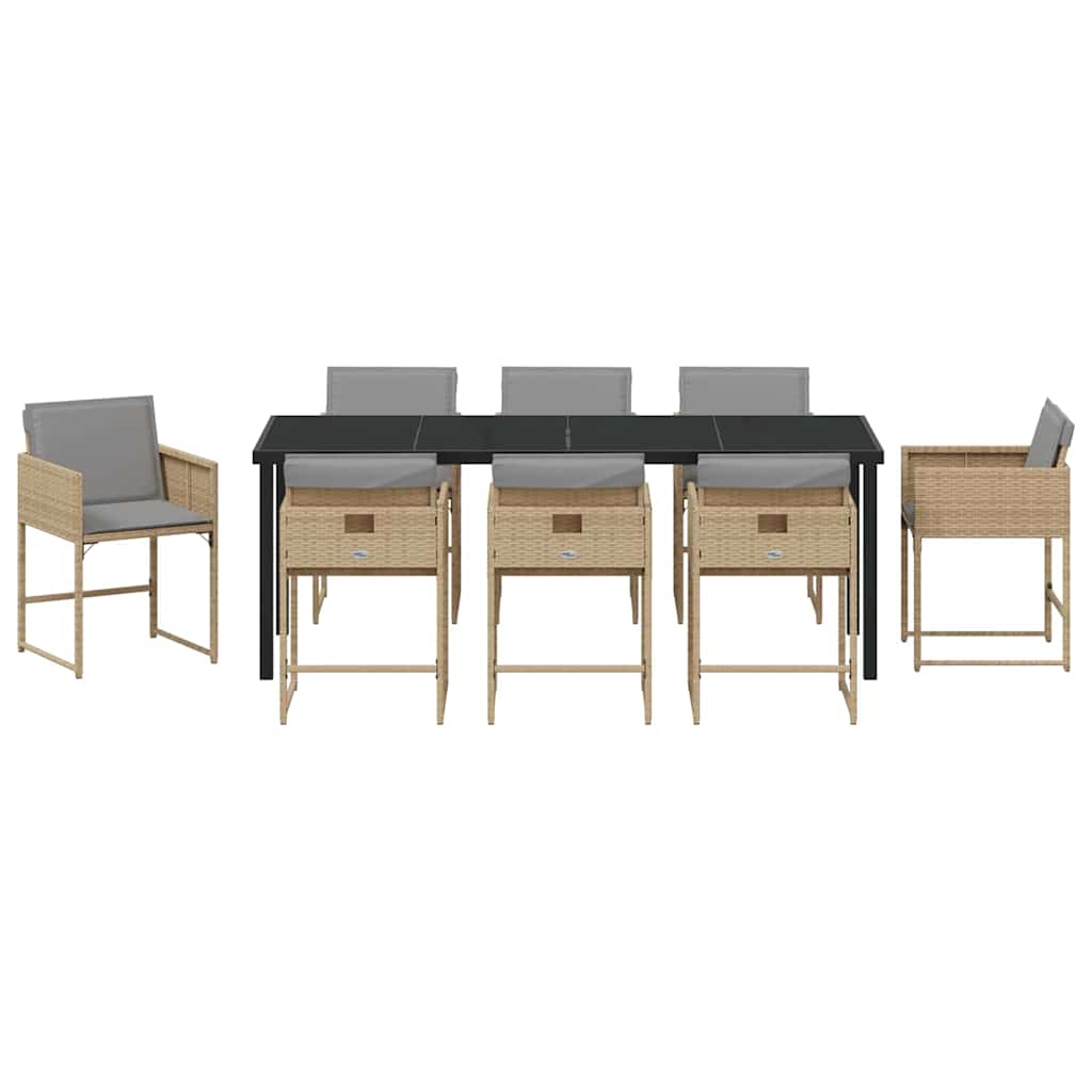 Tuin eettafelset 9 pcs Beige poly rattan – afbeelding 7