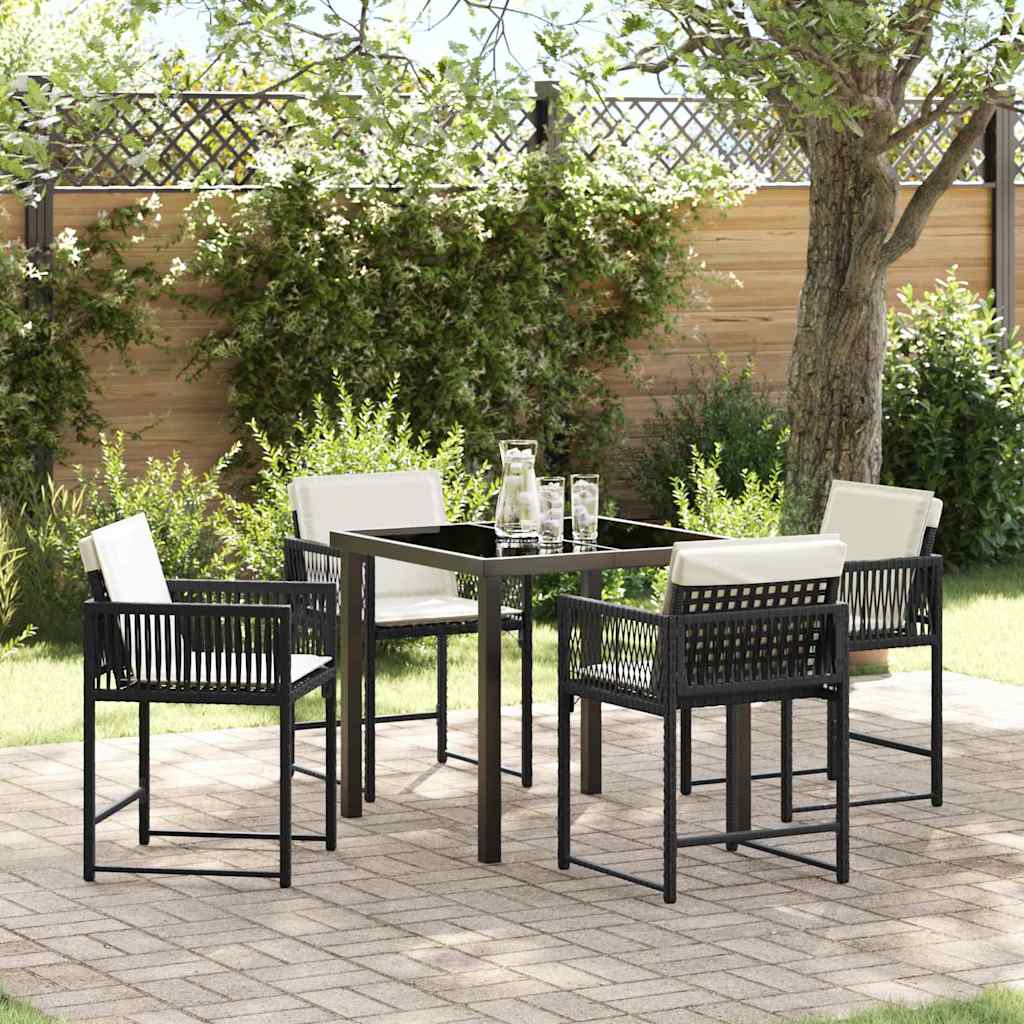Tuin eettafelset 5 pcs Zwart poly rattan – afbeelding 1