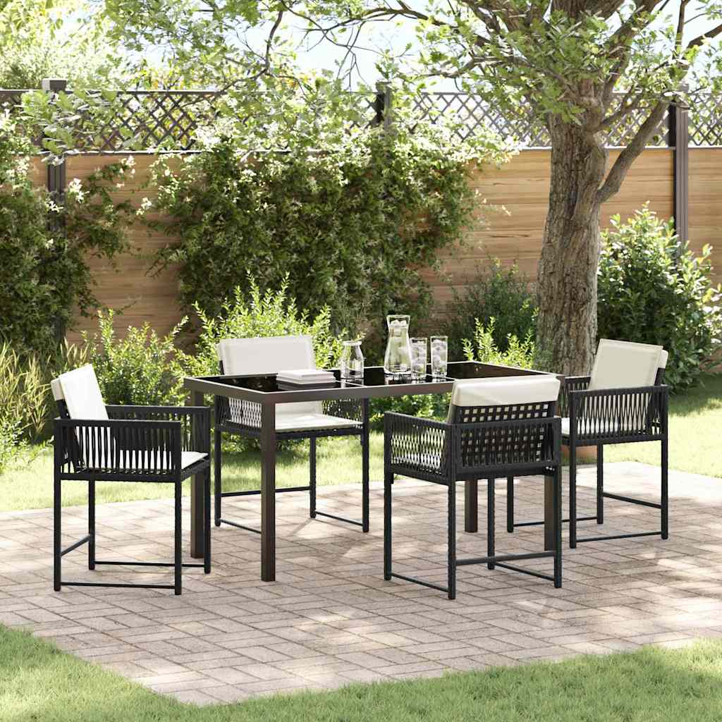 Tuin eettafelset 5 pcs Zwart poly rattan – afbeelding 1