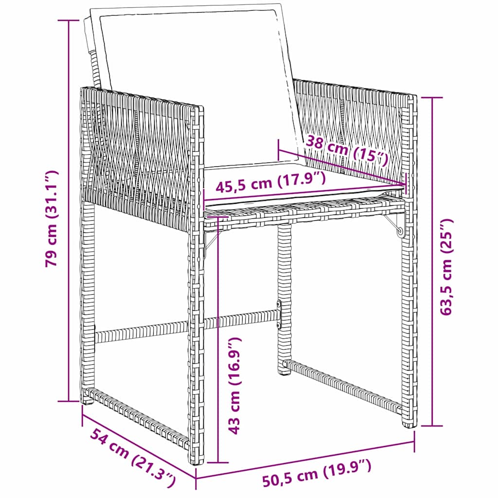 Tuin eettafelset 9 pcs Zwart poly rattan – afbeelding 10