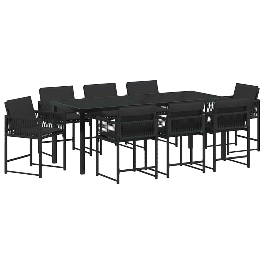 Tuin eettafelset 9 pcs Zwart poly rattan – afbeelding 2