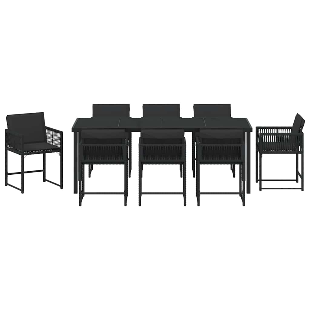 Tuin eettafelset 9 pcs Zwart poly rattan – afbeelding 7