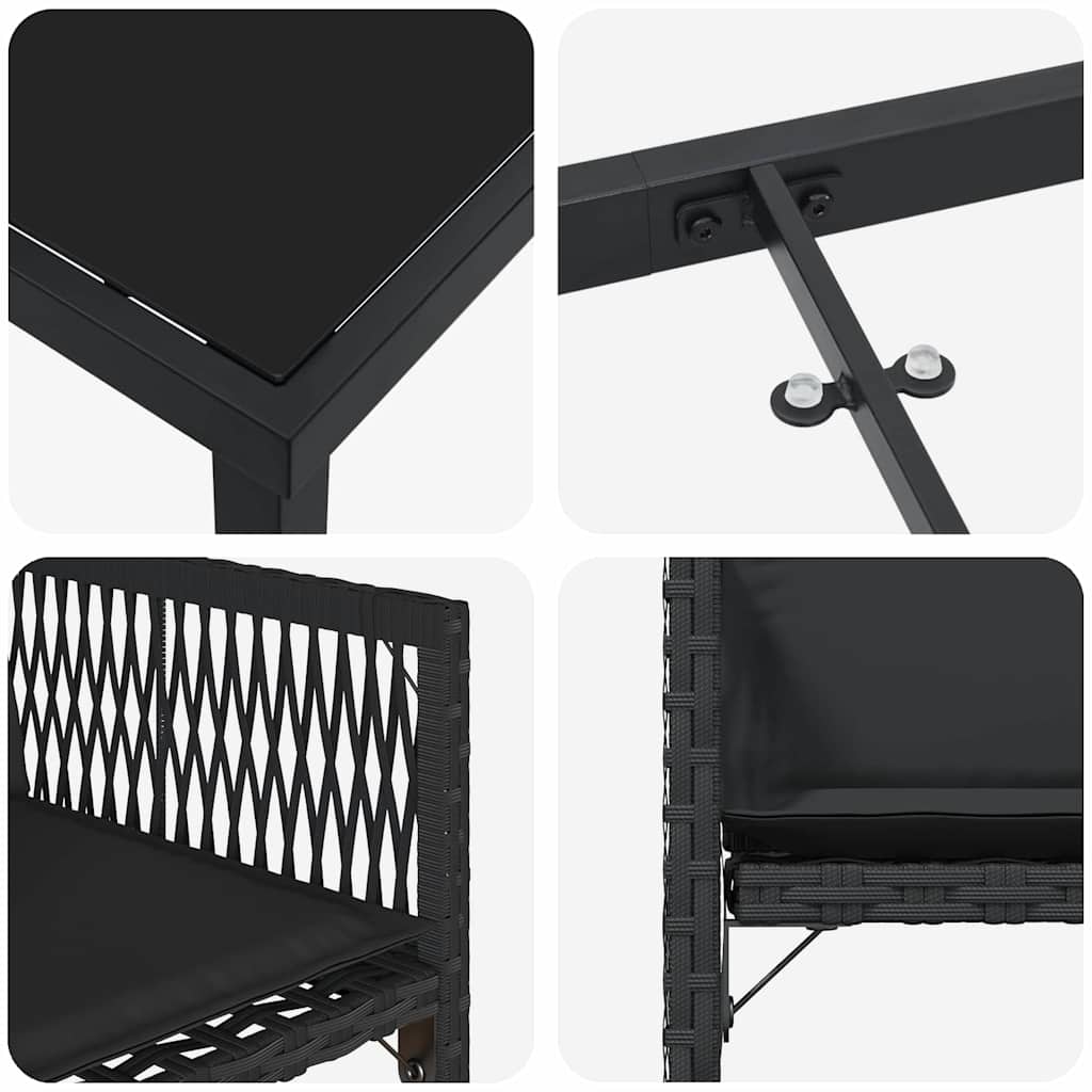 Tuin eettafelset 9 pcs Zwart poly rattan – afbeelding 9