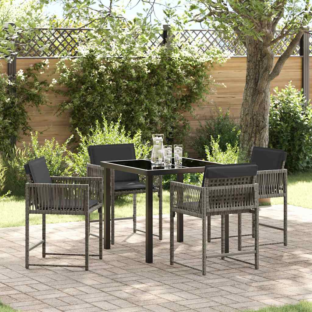 Tuin eettafelset 5 pcs Grijs poly rattan – afbeelding 1
