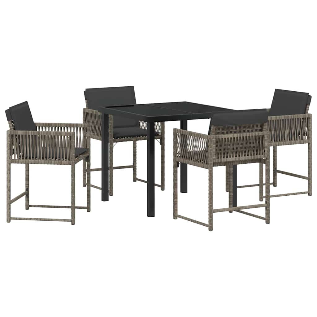 Tuin eettafelset 5 pcs Grijs poly rattan – afbeelding 2
