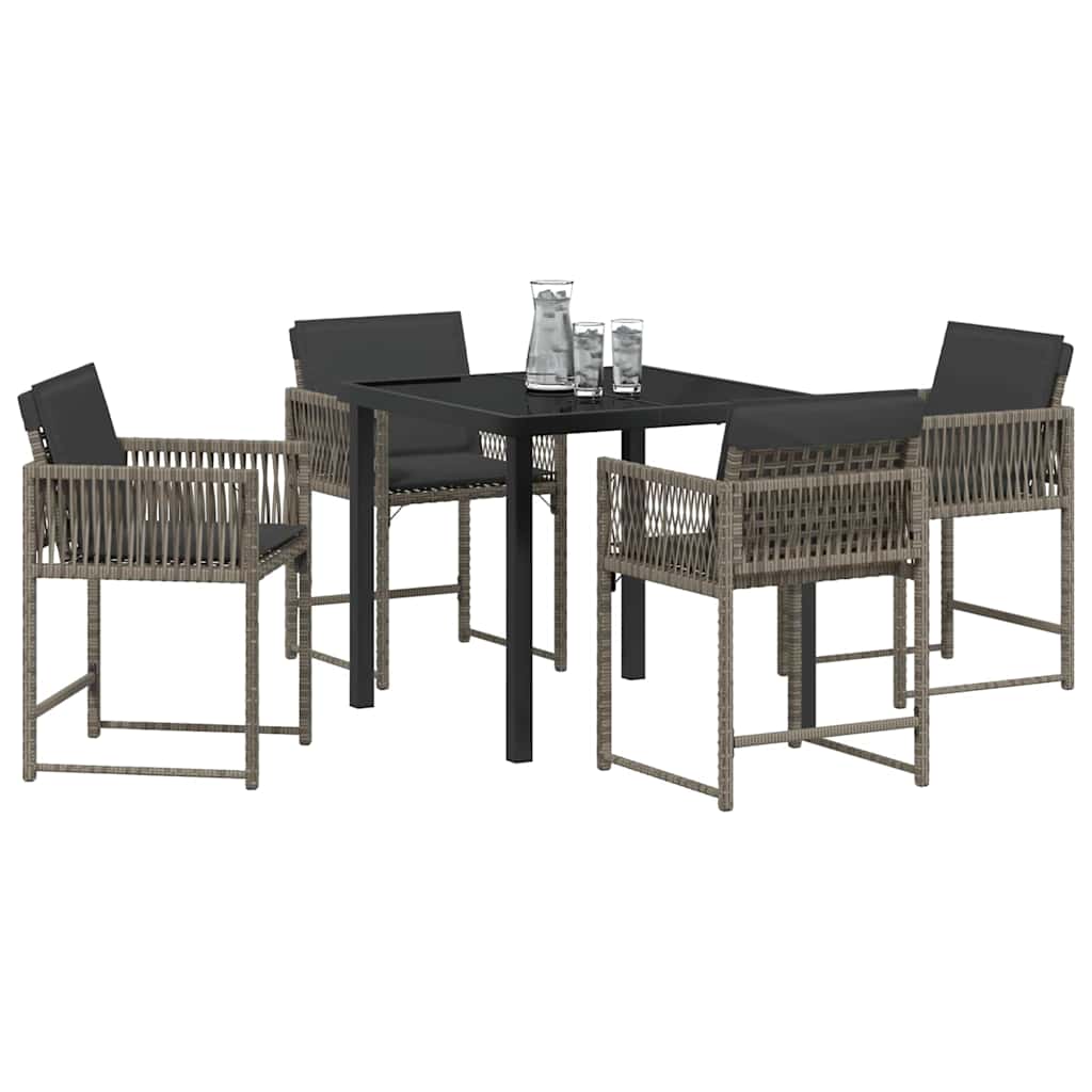 Tuin eettafelset 5 pcs Grijs poly rattan – afbeelding 3