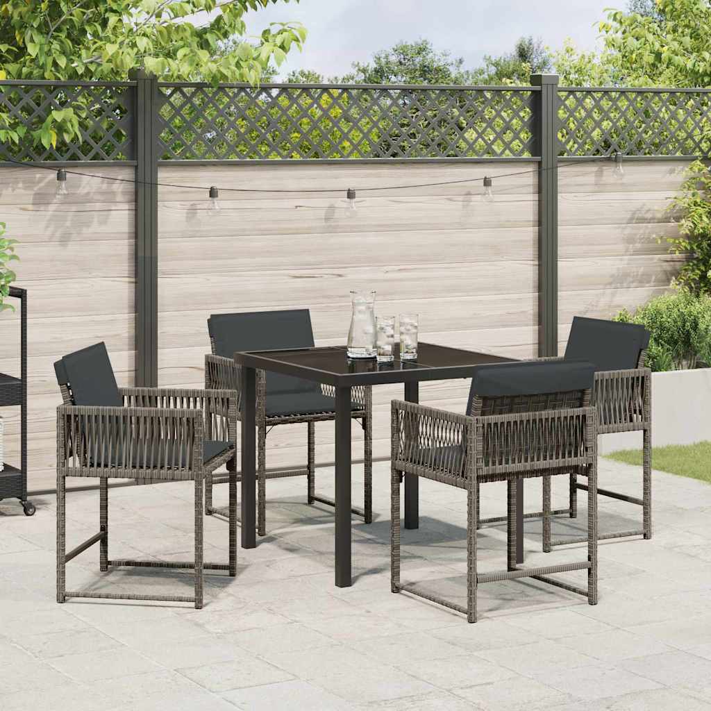 Tuin eettafelset 5 pcs Grijs poly rattan – afbeelding 4