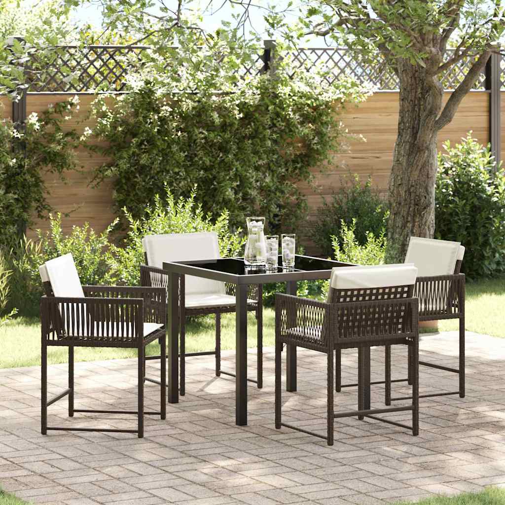 Tuin eettafelset 5 pcs Bruin poly rattan – afbeelding 1