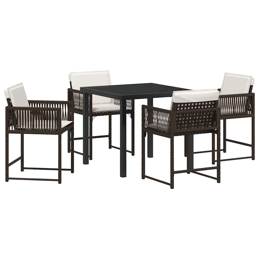 Tuin eettafelset 5 pcs Bruin poly rattan – afbeelding 2