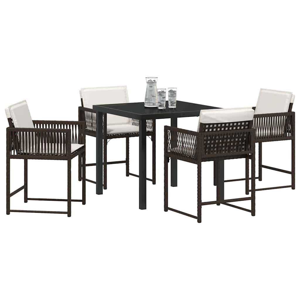 Tuin eettafelset 5 pcs Bruin poly rattan – afbeelding 3