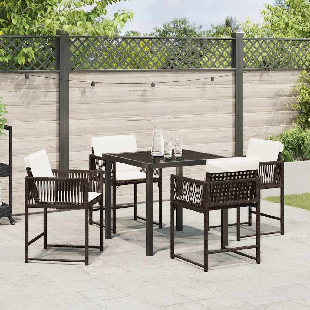 Tuin eettafelset 5 pcs Bruin poly rattan – afbeelding 4