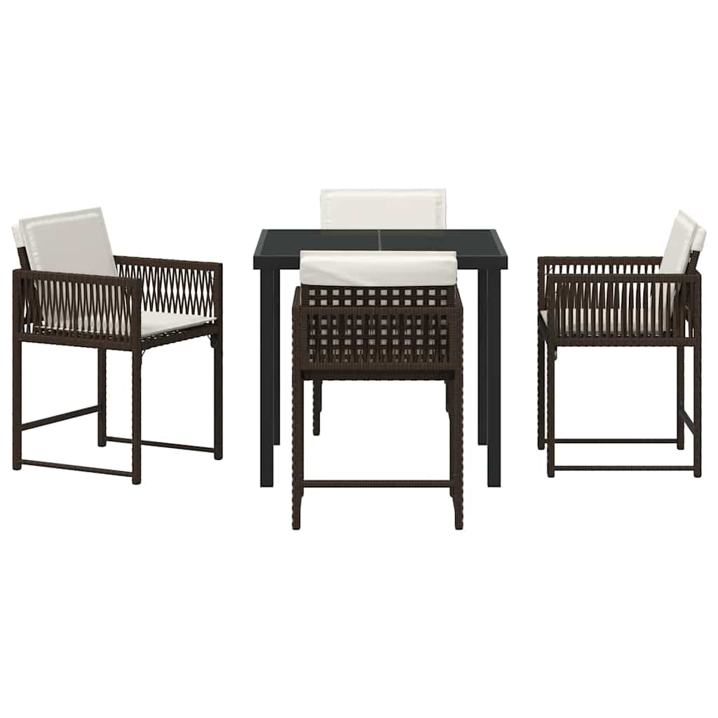 Tuin eettafelset 5 pcs Bruin poly rattan – afbeelding 7