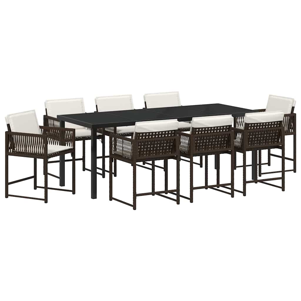 Tuin eettafelset 9 pcs Bruin poly rattan – afbeelding 2