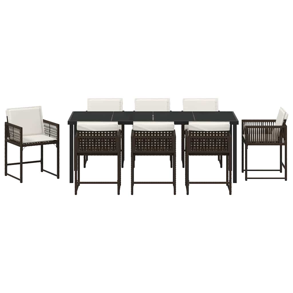 Tuin eettafelset 9 pcs Bruin poly rattan – afbeelding 7