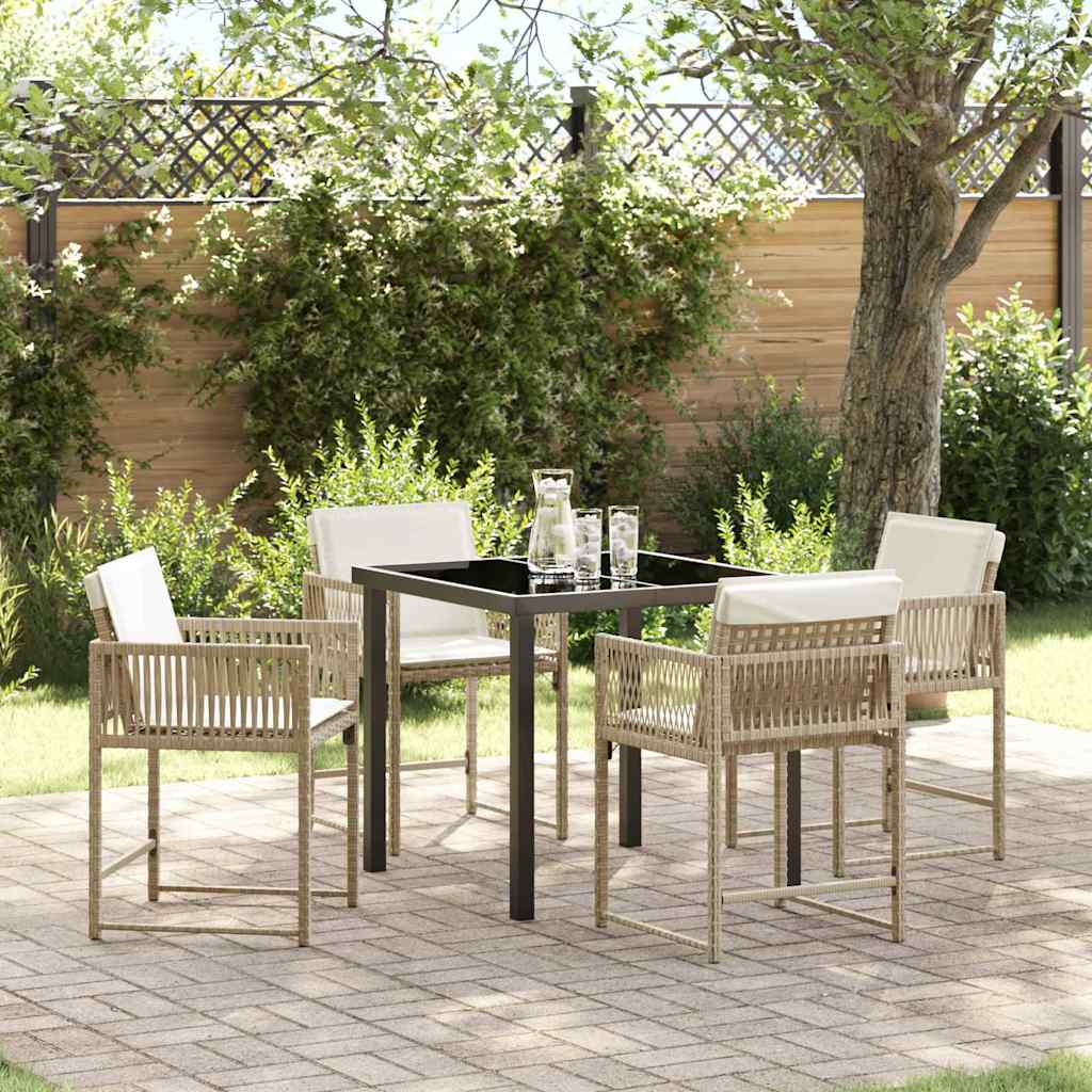 Tuin eettafelset 5 pcs Beige poly rattan – afbeelding 1