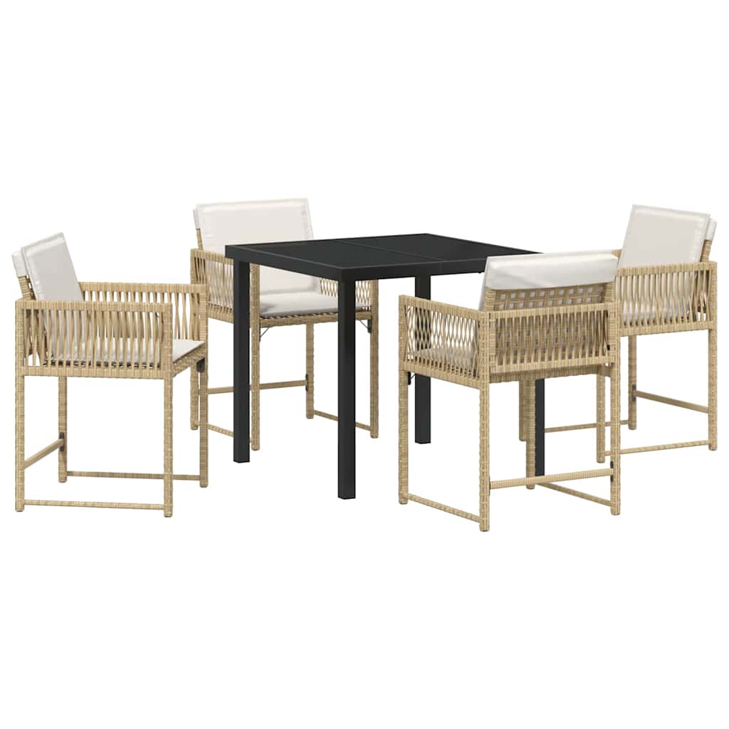Tuin eettafelset 5 pcs Beige poly rattan – afbeelding 2