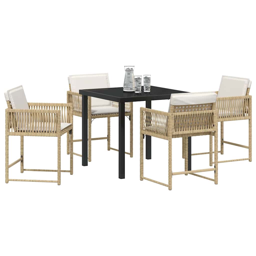 Tuin eettafelset 5 pcs Beige poly rattan – afbeelding 3