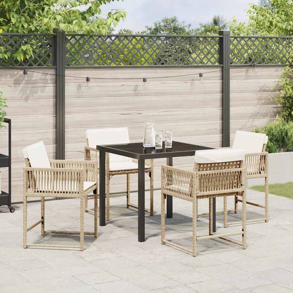 Tuin eettafelset 5 pcs Beige poly rattan – afbeelding 4