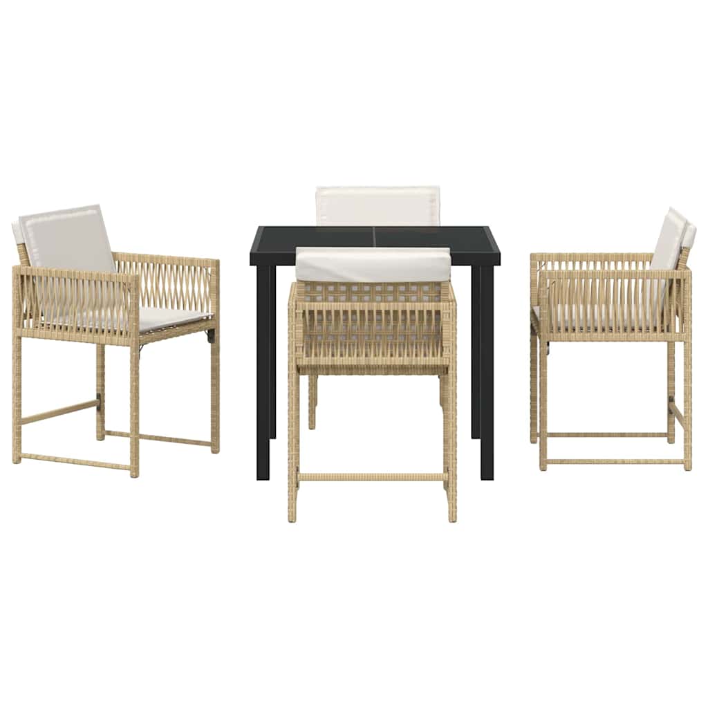 Tuin eettafelset 5 pcs Beige poly rattan – afbeelding 7