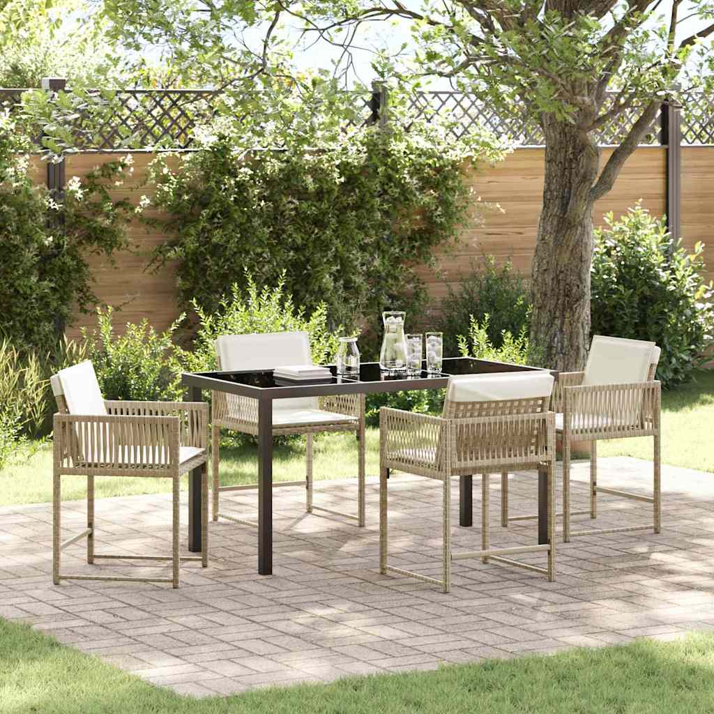 Tuin eettafelset 5 pcs Beige poly rattan – afbeelding 1