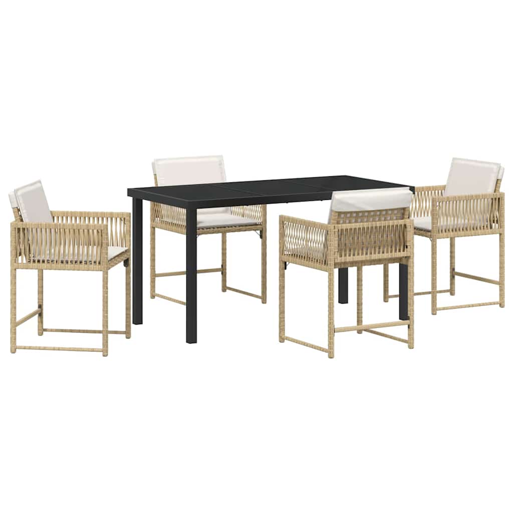 Tuin eettafelset 5 pcs Beige poly rattan – afbeelding 2