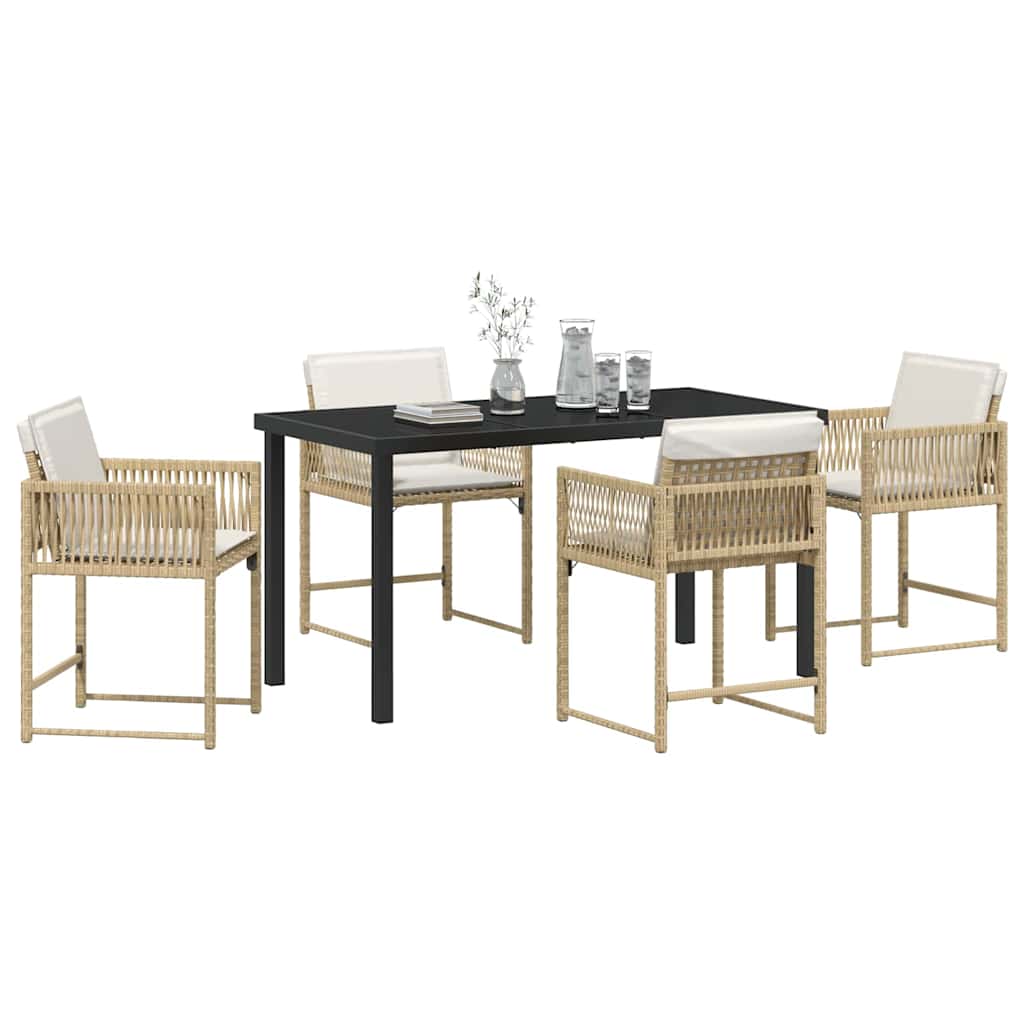 Tuin eettafelset 5 pcs Beige poly rattan – afbeelding 3
