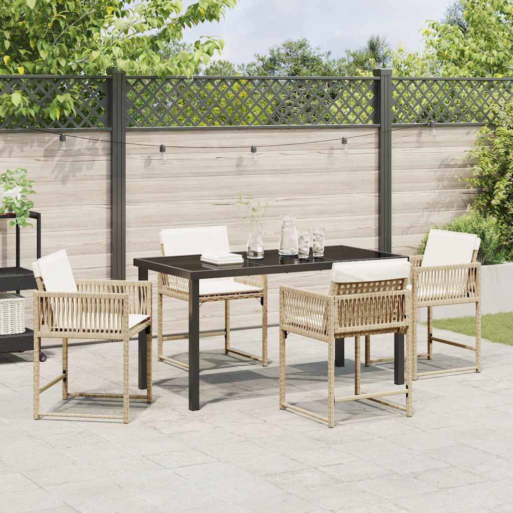 Tuin eettafelset 5 pcs Beige poly rattan – afbeelding 4